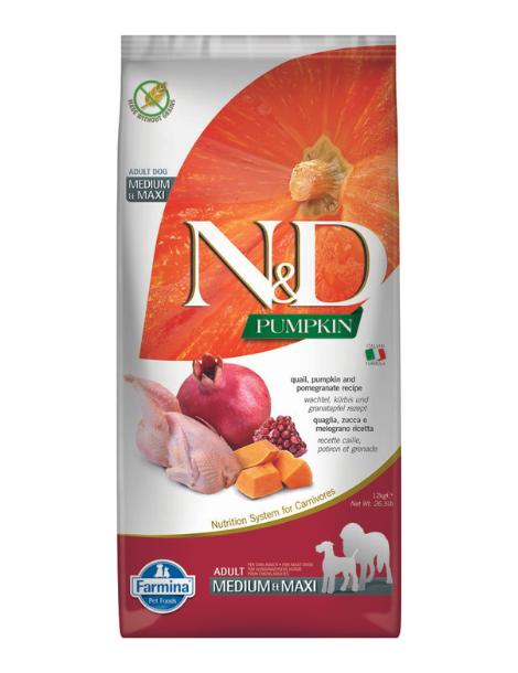 Farmina | N&D Pumpkin & Quail & Pomegranate MED-MAXI 26LB