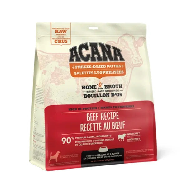 Acana Bone Broth Infused Freeze-Dried Patties for Dogs - Ranch Raised Beef Recipe