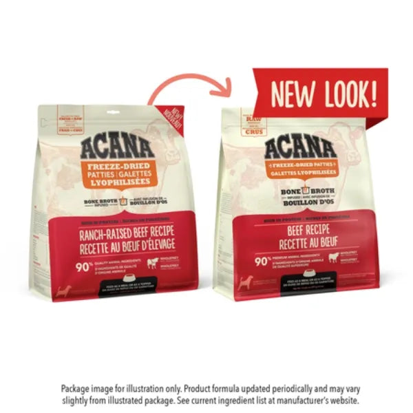 Acana Bone Broth Infused Freeze-Dried Patties for Dogs - Ranch Raised Beef Recipe