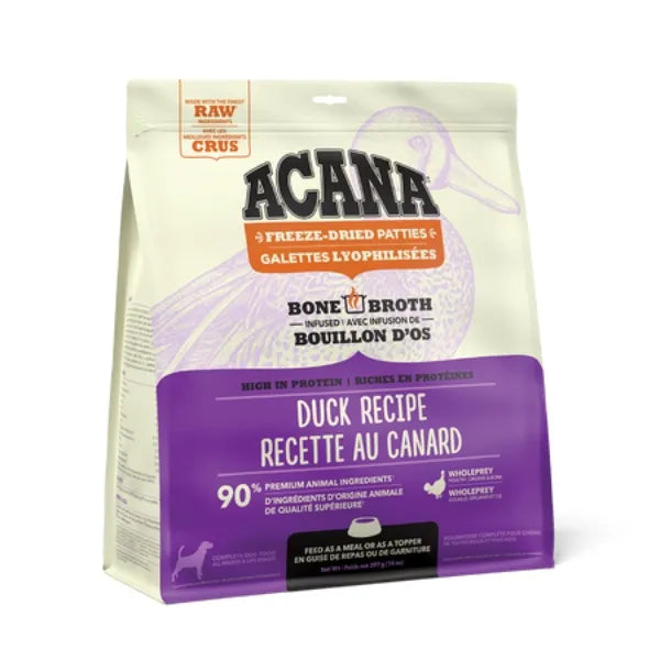 Acana Bone Broth Infused Freeze-Dried Patties for Dogs - Duck Recipe With Turkey & Chicken Liver