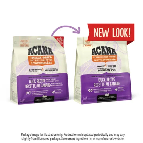 Acana Bone Broth Infused Freeze-Dried Patties for Dogs - Duck Recipe With Turkey & Chicken Liver