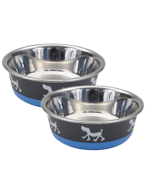Maslow | Blue Pup Design Bowl 2 Set
